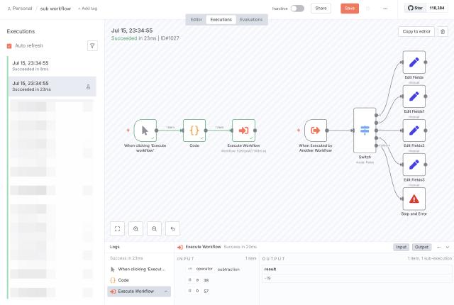 n8n main workflow log